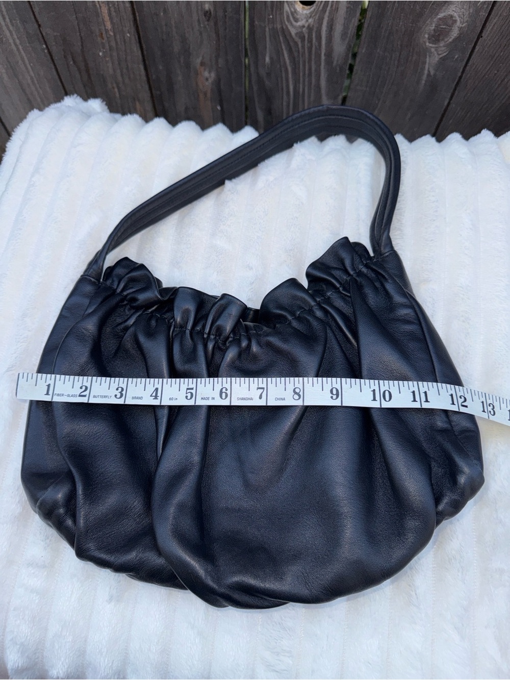 Loeffler Randall Alicia Gathered Baguette Bag in Black Sheepskin Leather - Picture 5 of 16